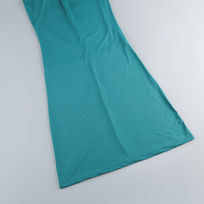 SUPER WHOLESALE |   Embroidered Patchwork Slim-fit Long Dress in Green