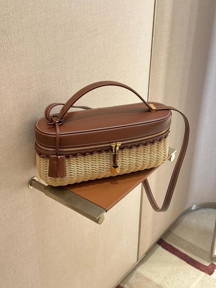 SUPER WHOLESALE | Woven Bamboo and Leather Handbag