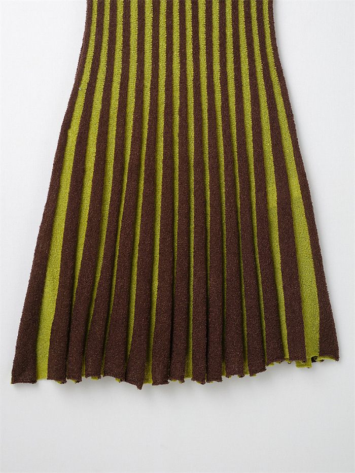 SUPER WHOLESALE | Striped Off-shoulder Knitted Dress