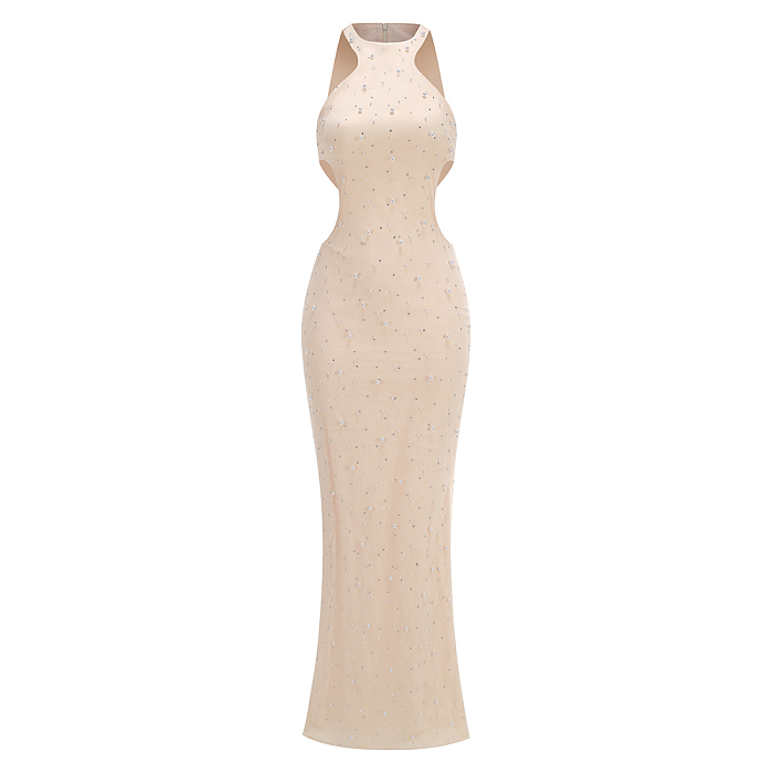 SUPER WHOLESALE |     Slim-fit Long Dress in Apricot