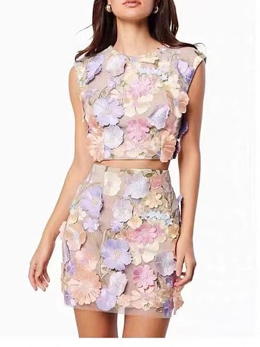 SUPER WHOLESALE | 3D Flowers Skirt Set