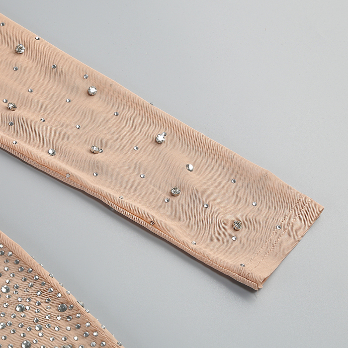 SUPER WHOLESALE |   Beaded  Slim-fit One-shoulder Dress in Nude