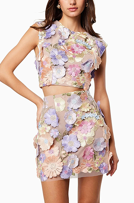 SUPER WHOLESALE | 3D Flowers Skirt Set