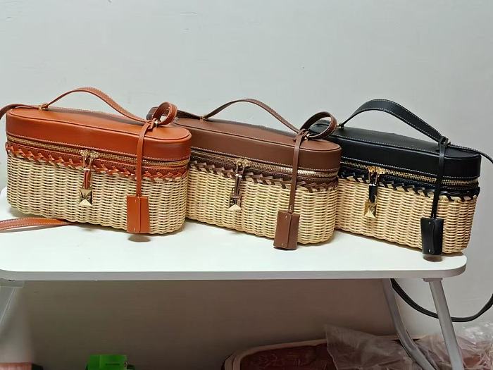 SUPER WHOLESALE | Woven Bamboo and Leather Handbag