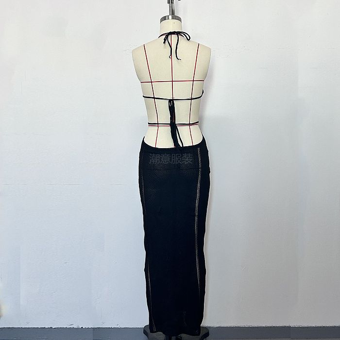 SUPER WHOLESALE | Halter Knitted Long Dress