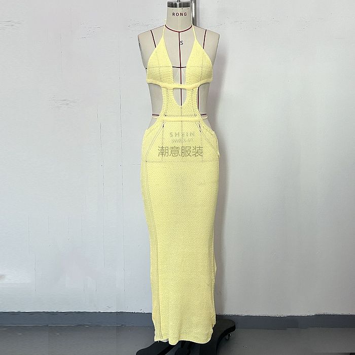 SUPER WHOLESALE | Halter Knitted Long Dress