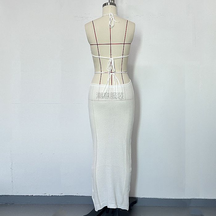 SUPER WHOLESALE | Halter Knitted Long Dress
