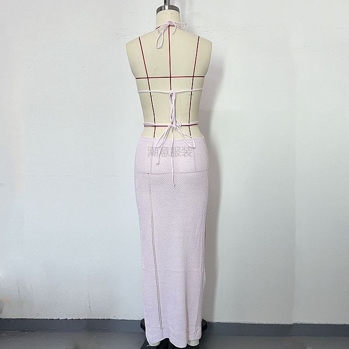 SUPER WHOLESALE | Halter Knitted Long Dress