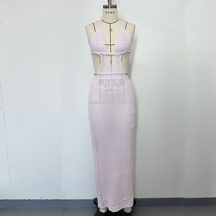 SUPER WHOLESALE | Halter Knitted Long Dress