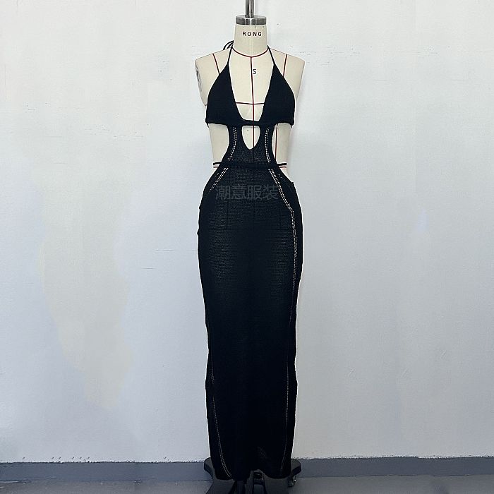 SUPER WHOLESALE | Halter Knitted Long Dress