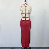 SUPER WHOLESALE | Halter Knitted Long Dress