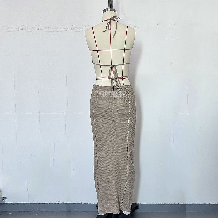 SUPER WHOLESALE | Halter Knitted Long Dress
