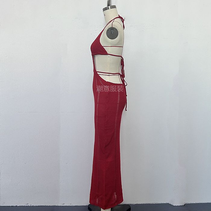 SUPER WHOLESALE | Halter Knitted Long Dress