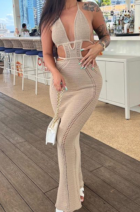 SUPER WHOLESALE | Halter Knitted Long Dress