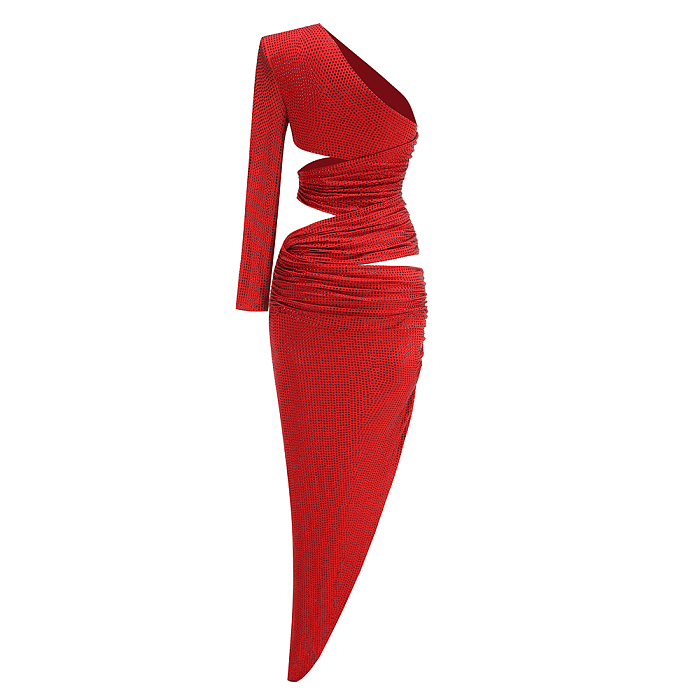 SUPER WHOLESALE | Cut-out One Shoulder Long Dress