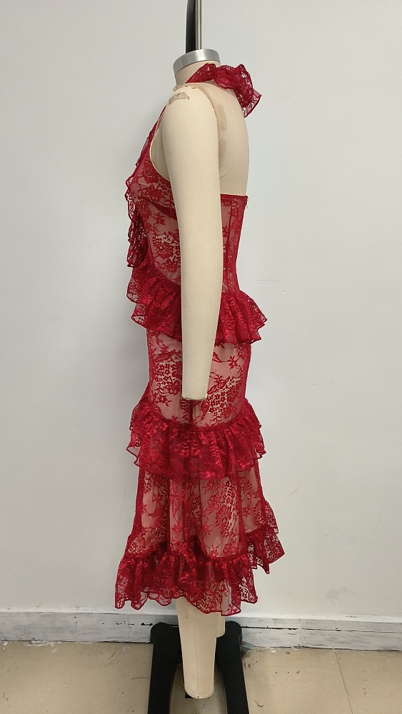 SUPER WHOLESALE | Lace Halter Long Dress