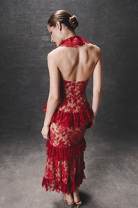 SUPER WHOLESALE | Lace Halter Long Dress