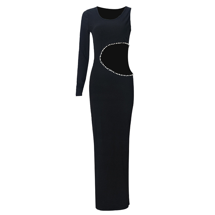 Cut-out Long Dress with One-shoulder