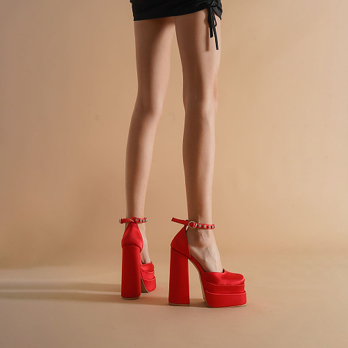 SUPER WHOLESALE | Platform Velvet Skin Heels