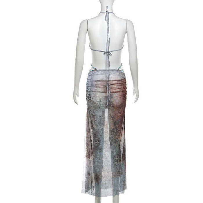 SUPER WHOLESALE | Halter Cut-out Long Dress