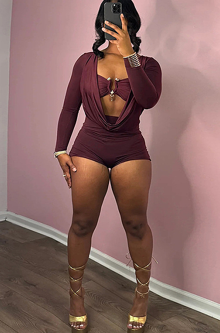 SUPER WHOLESALE | Plunging Neck Romper