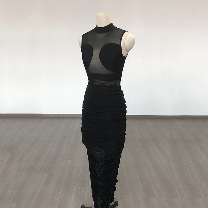 SUPER WHOLESALE | Patch Work Mesh Dress