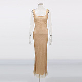 SUPER WHOLESALE | Mesh Sequins Tank Long Dress