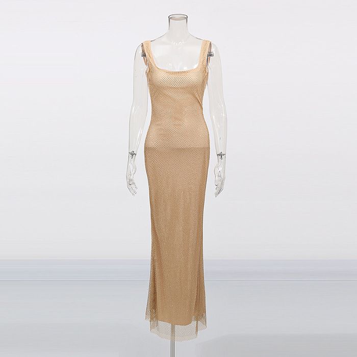 SUPER WHOLESALE | Mesh Sequins Tank Long Dress