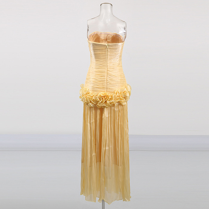 SUPER WHOLESALE | Strapless Ruffles Gown