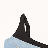 SUPER WHOLESALE | Denim Patchwork Off-Shoulder Min Dress