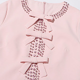 SUPER WHOLESALE | Beaded Front Bows Long Dress