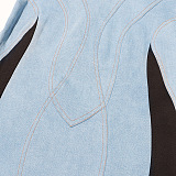 SUPER WHOLESALE | Denim Patchwork Off-Shoulder Min Dress