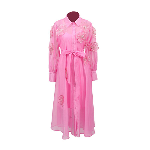 SUPER WHOLESALE | Patchwork See-through Shirt Dress