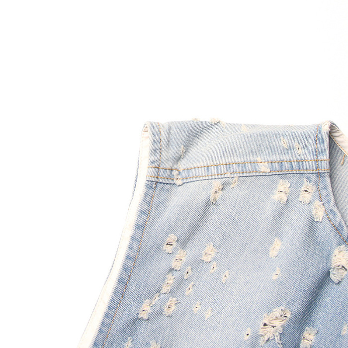 Denim Distress Off-Shoulder Min Dress
