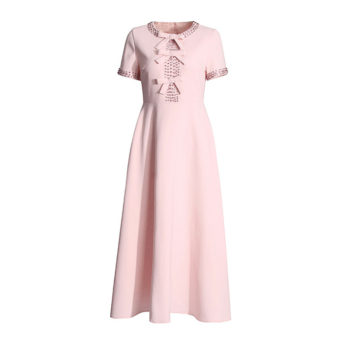 SUPER WHOLESALE | Beaded Front Bows Long Dress