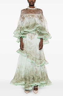 SUPER WHOLESALE | Printed Lotus Hem Skirt Set