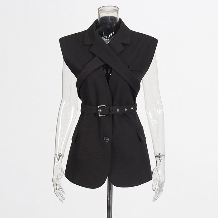 SUPER WHOLESALE | Off-shoulder Blazer Top