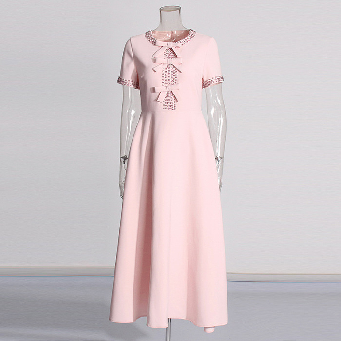 SUPER WHOLESALE | Beaded Front Bows Long Dress