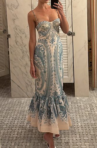 SUPER WHOLESALE | Printed Spaghetti Long Dress