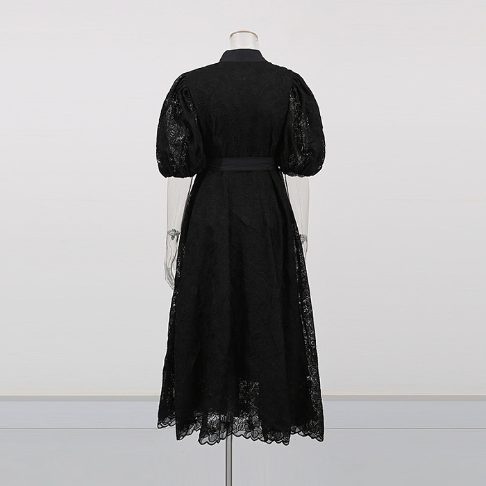 SUPER WHOLESALE | Puffy Shoulder Lace Dress
