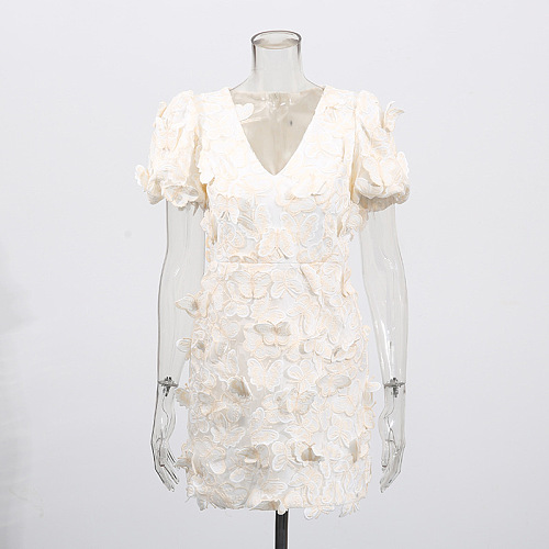 SUPER WHOLESALE | V-neck Butterfly Mini Dress