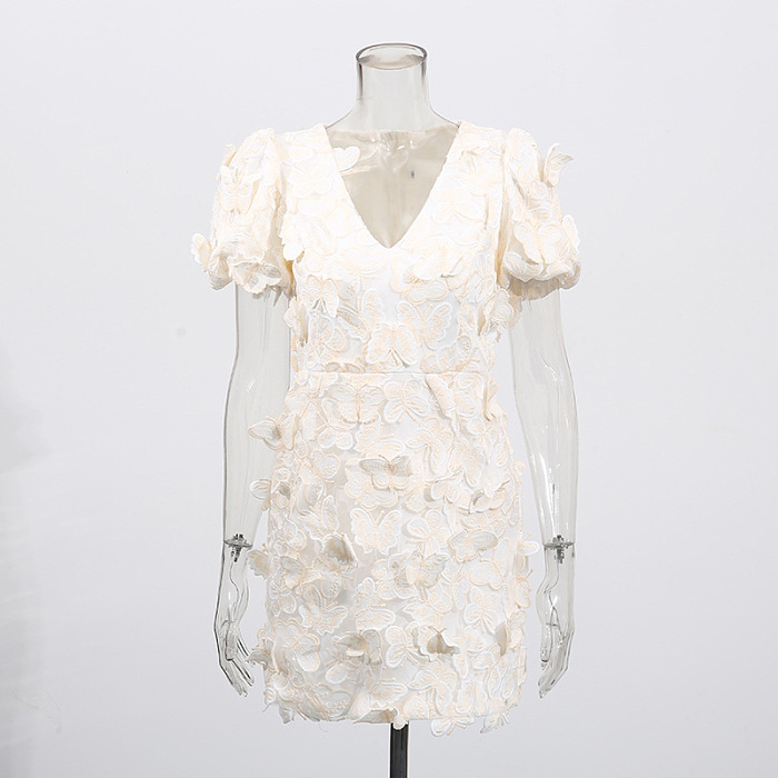 SUPER WHOLESALE | V-neck Butterfly Mini Dress