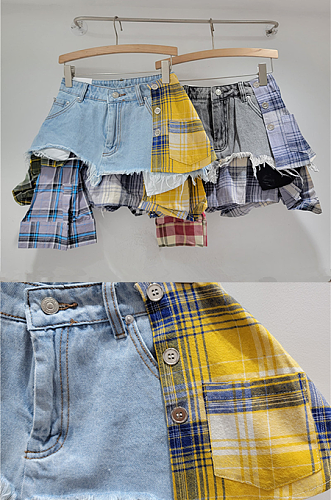 SUPER WHOLESALE |  Layer Plaid Distress Skirt
