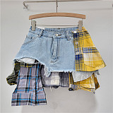 SUPER WHOLESALE |  Layer Plaid Distress Skirt