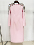 SUPER WHOLESALE |  Beaded Shoulder Long Sleeves Slim-fit Midi Dress