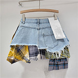 SUPER WHOLESALE |  Layer Plaid Distress Skirt