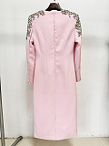 SUPER WHOLESALE |  Beaded Shoulder Long Sleeves Slim-fit Midi Dress