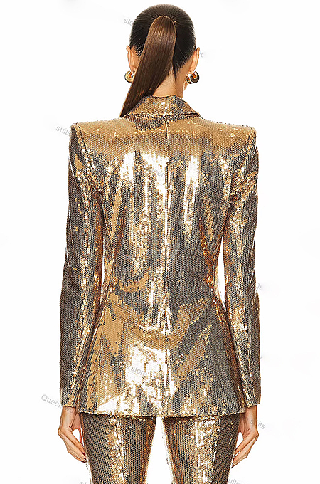 Gold Sequins Blazer Set
