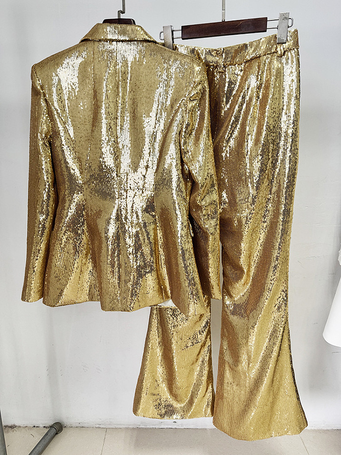 Gold Sequins Blazer Set