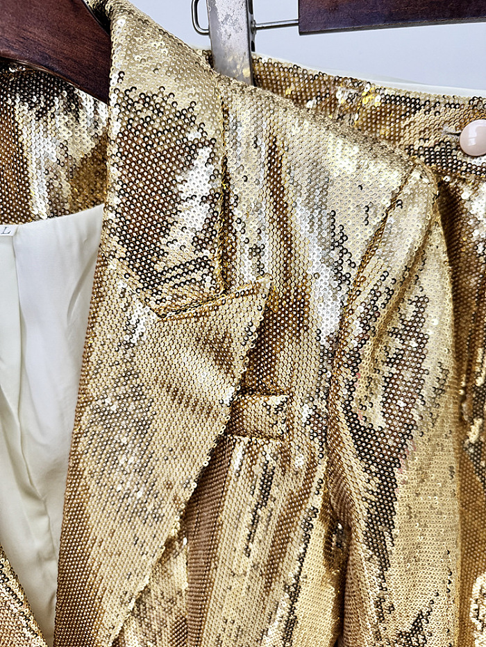 Gold Sequins Blazer Set